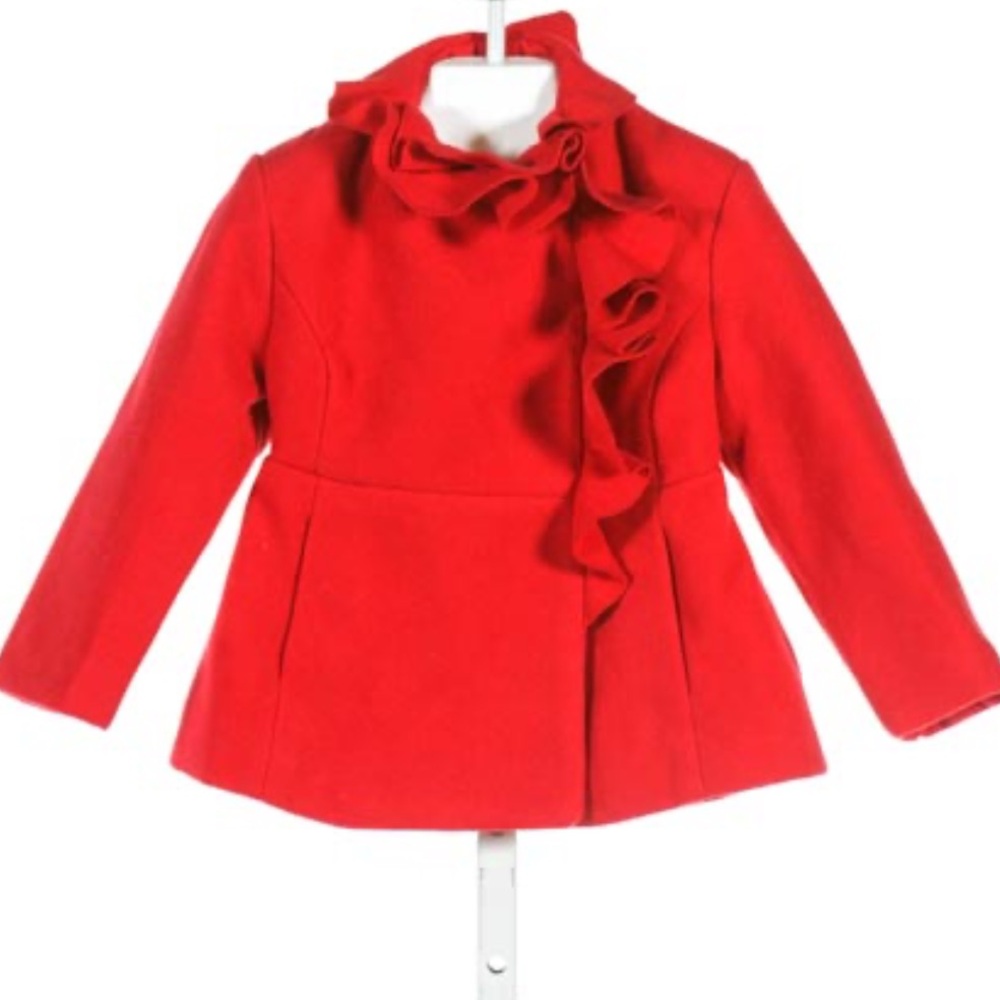 NWT ROTHSCHILD RED DRESSY OUTERWEAR WITH RUFFLE / PEACOAT